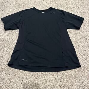 Nike Fit Dry Short Sleeve Tee Sz L Black Workout Casual Gym Training